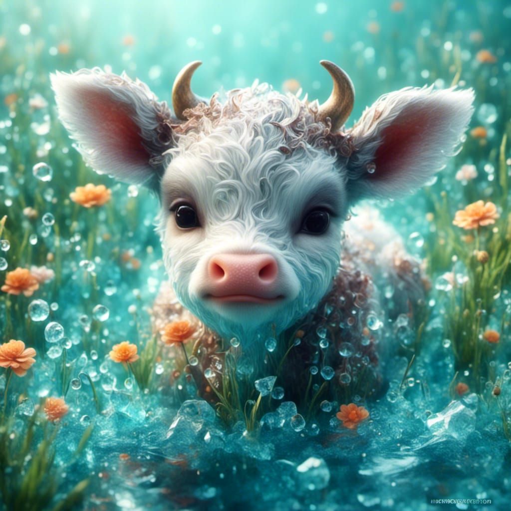Hyperrealistic Watercolor of a Cute Calf Illustration