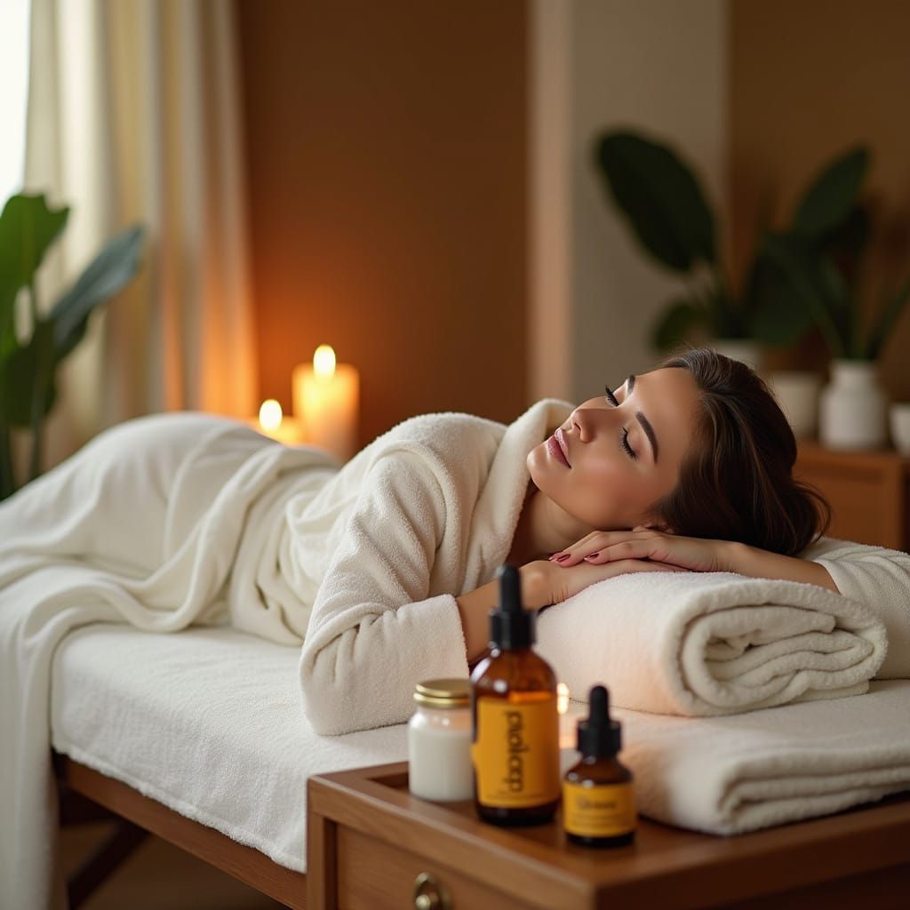 Serene Woman in a Calming Massage Room