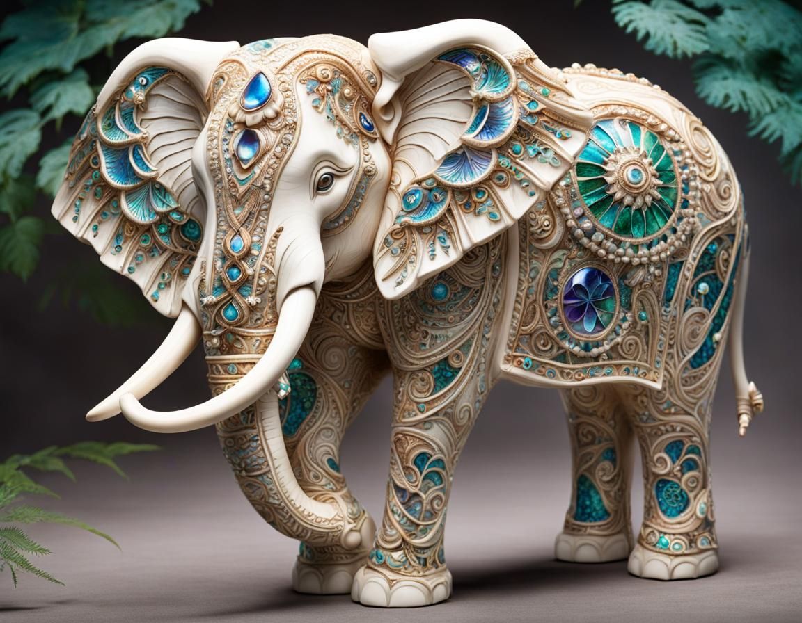 Ivory carved elephant