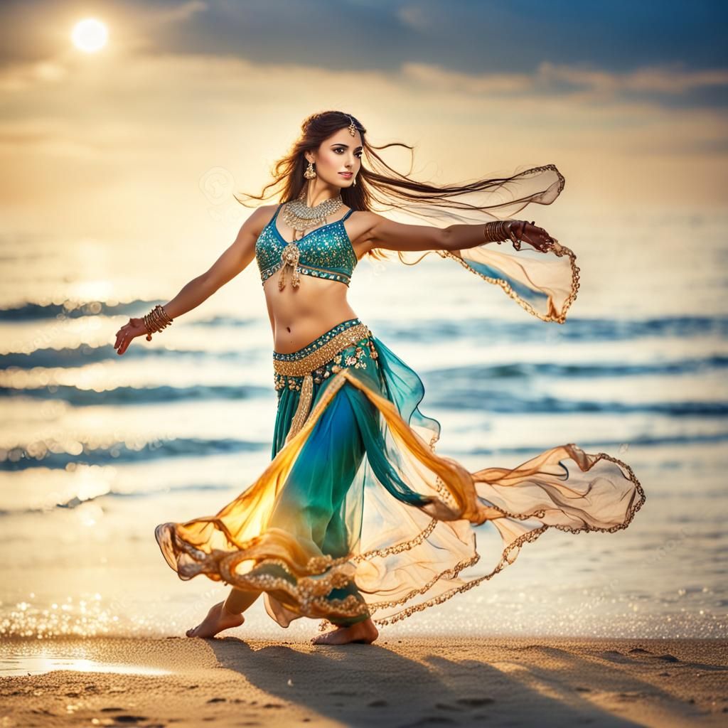 Belly Dancer on the Beach Photo