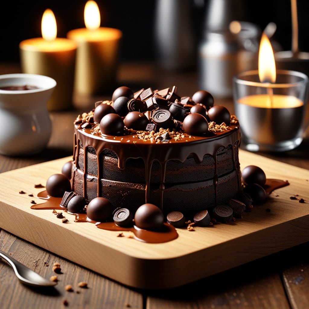 Decadent Chocolate Dessert on Rustic Board