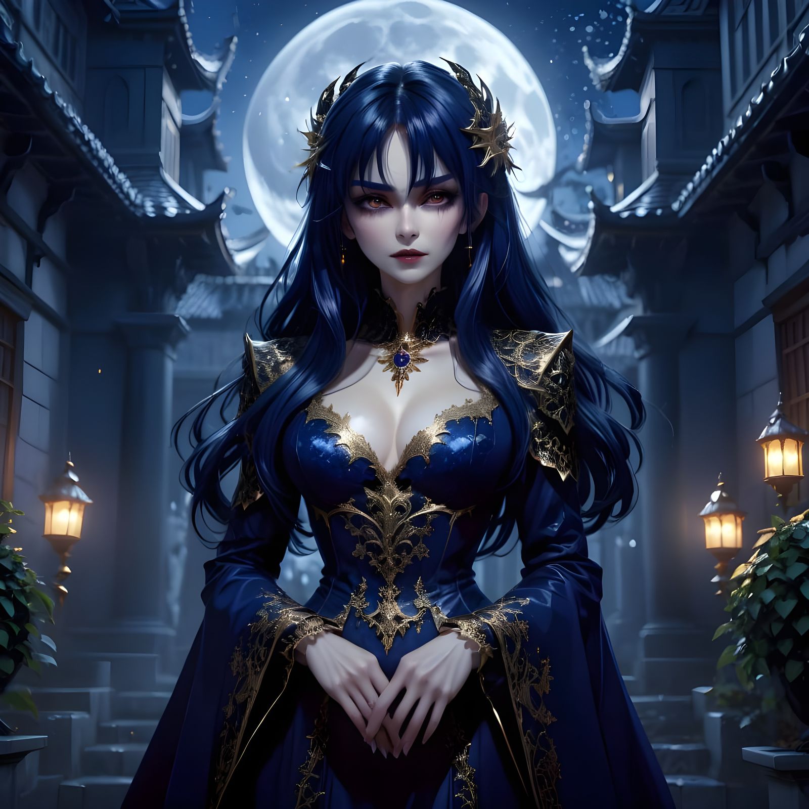 Vampire Countess in Gothic Castle, Anime Style