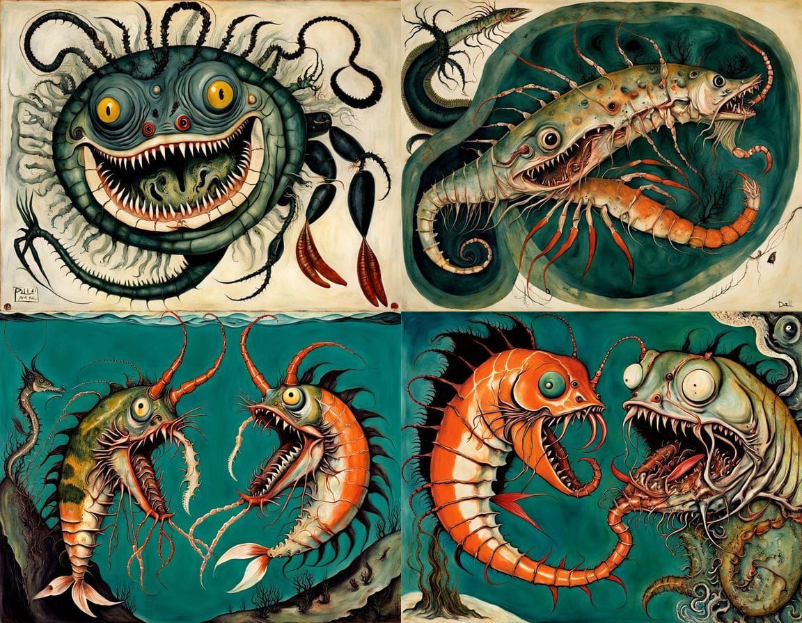 Surreal Indian Art Horror with Plankton and Prawn