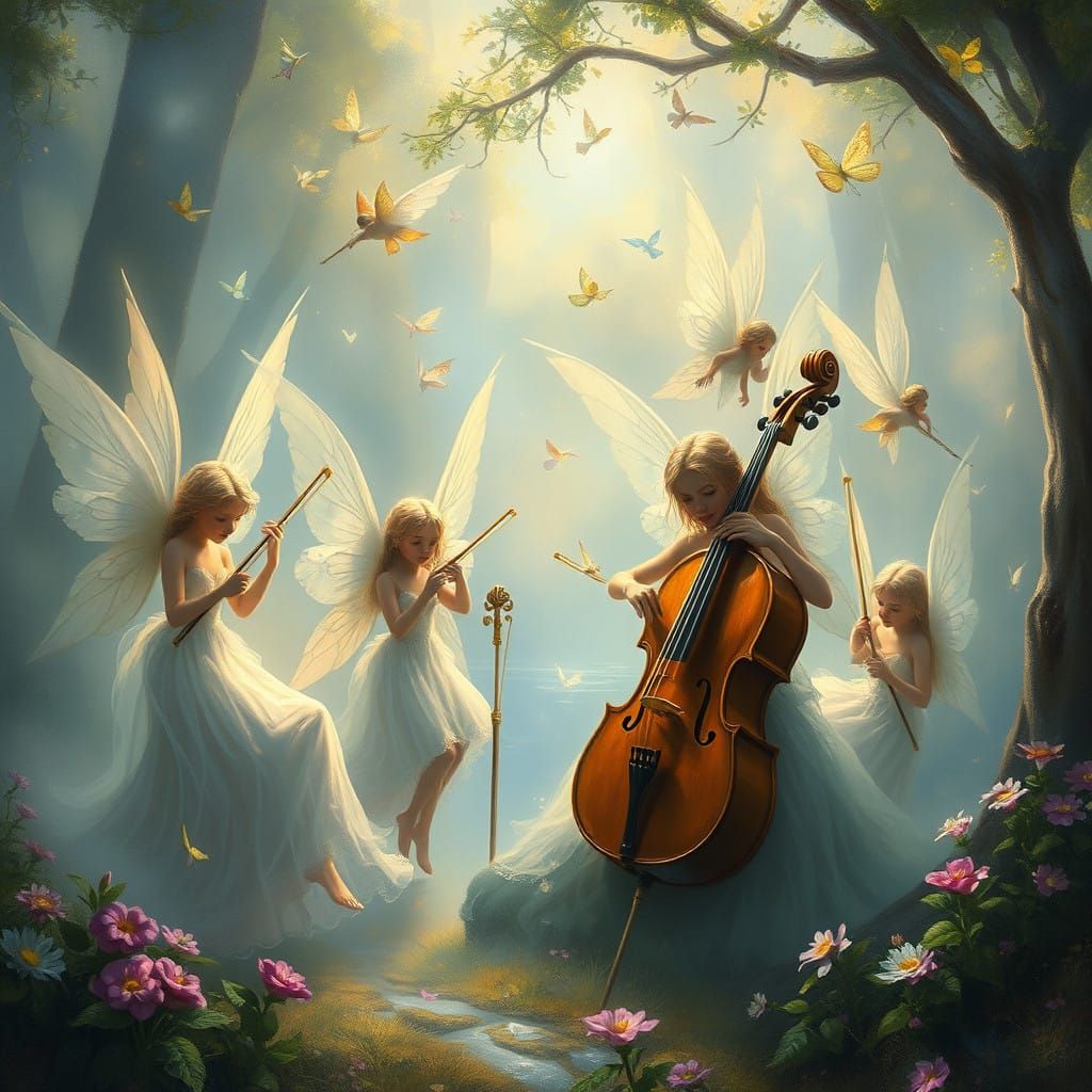 Ethereal Fairy Orchestra in Whimsical Fantasy Style