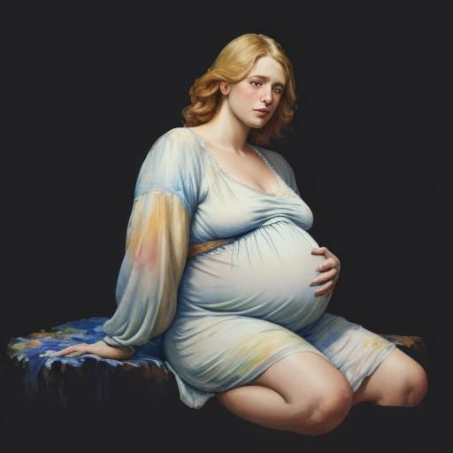 Pregnant Man in Gouache and Watercolor Style