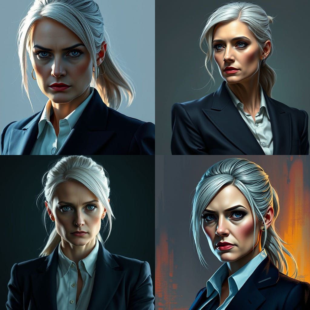 Stern Woman Portrait in Digital Art Style