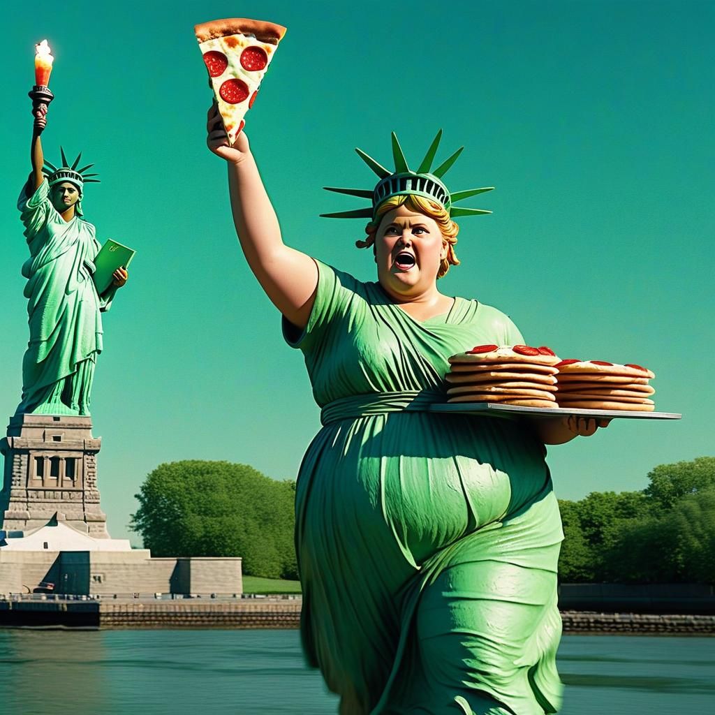 Overweight Liberty Women Run: Cinematic Film Still