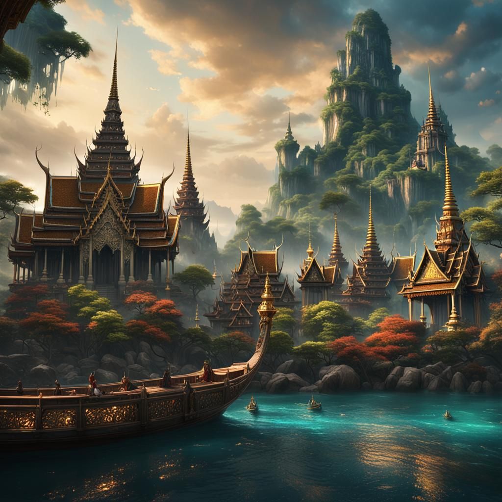 Fantastical Thailand: Detailed Matte Painting in 8K