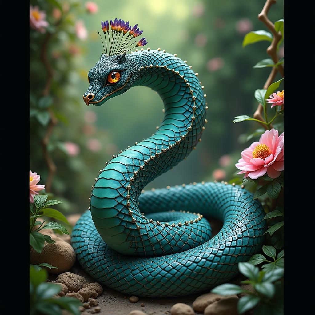 Hybrid Animal - Snake and Peacock