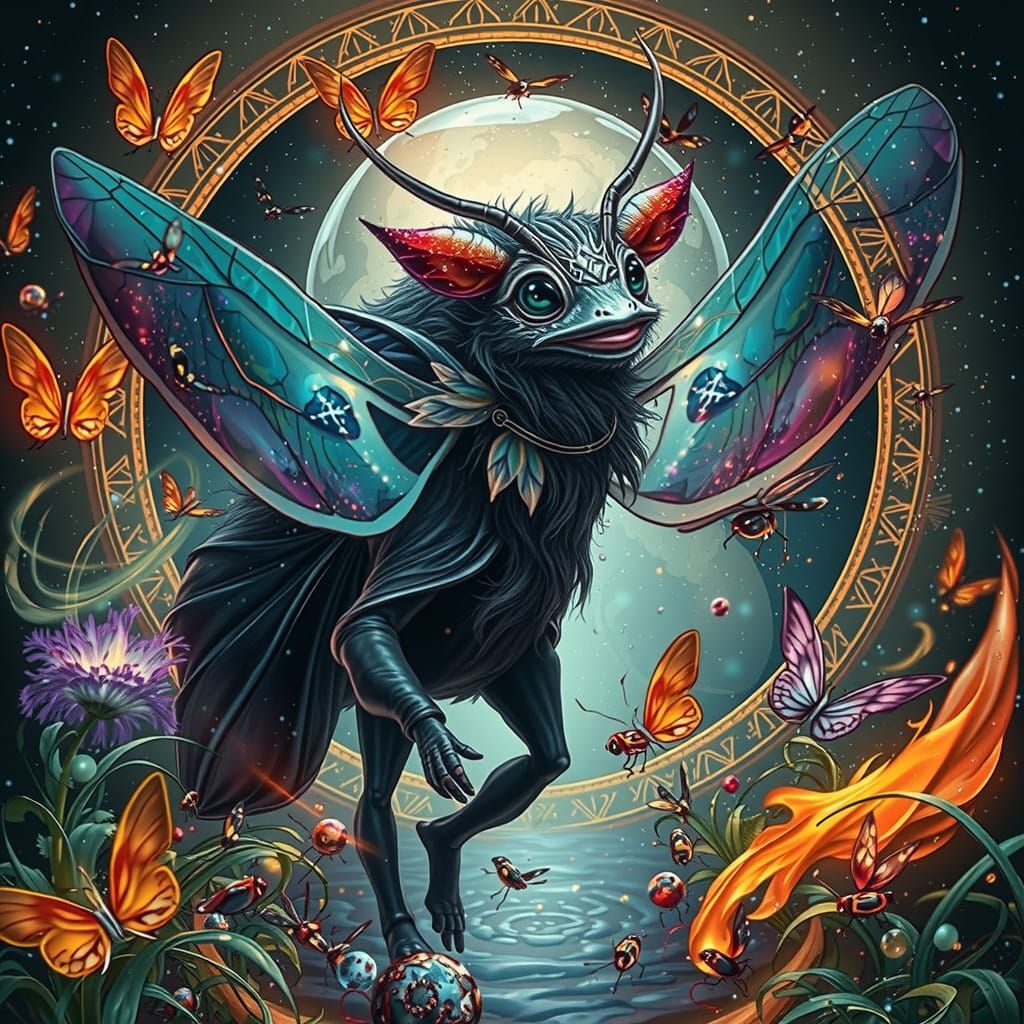 Majestic Firefly in Enchanted Snowglobe Scene, in Dreamlike ...