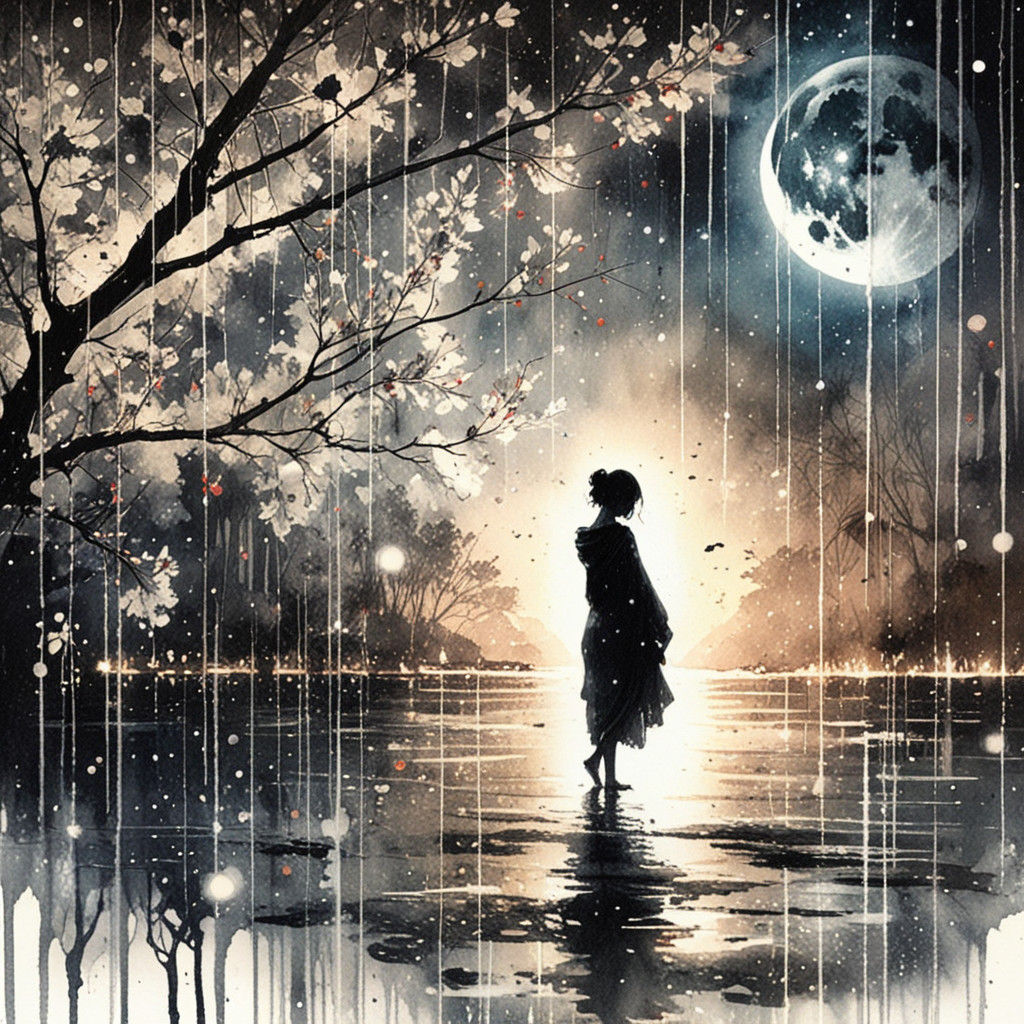 Moonlit Rain Walk