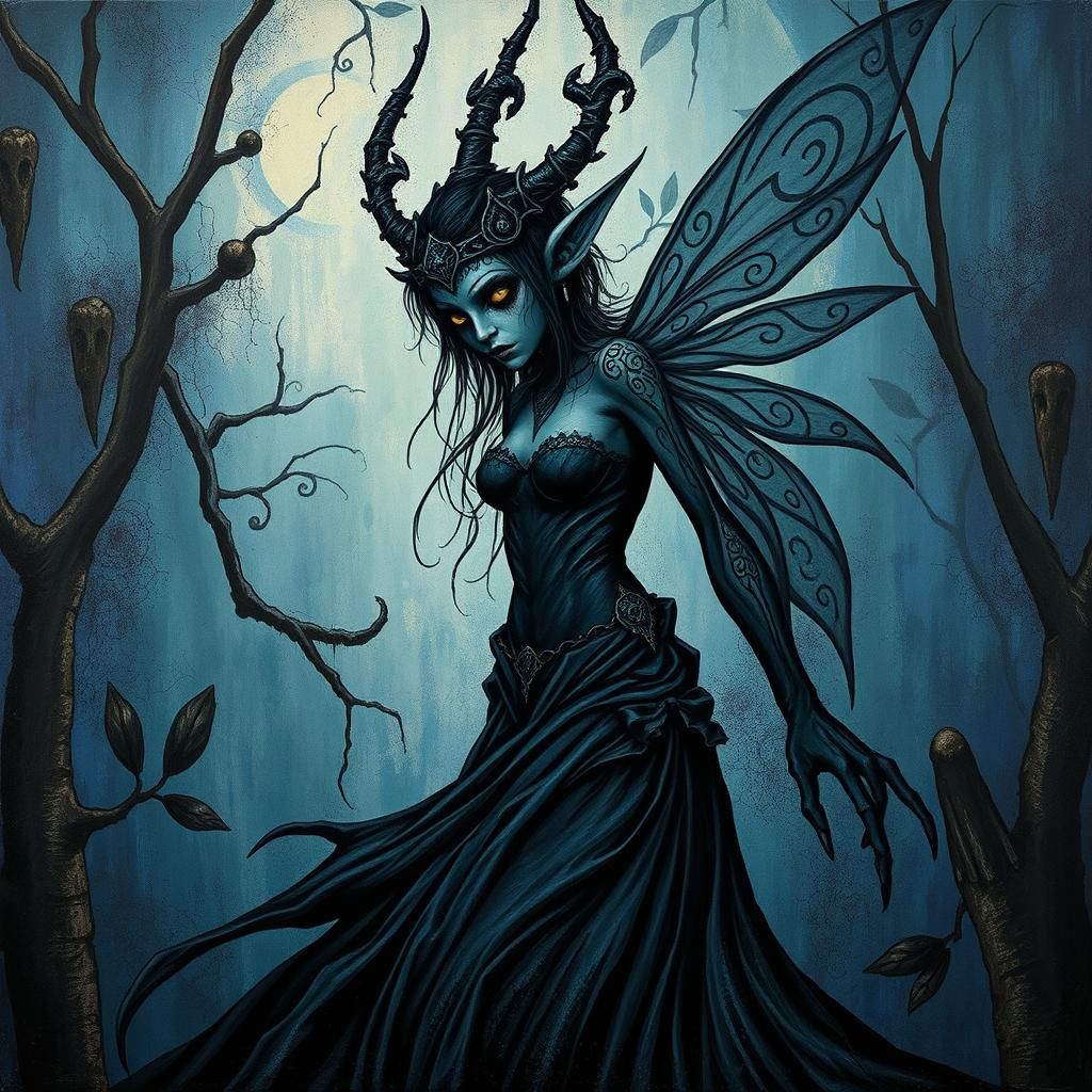 Surreal Swamp Elf Fairy in Trompe L'Oeil Impasto Style