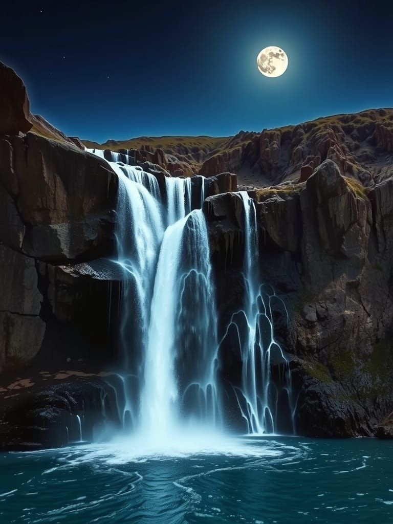 A cascading waterfall