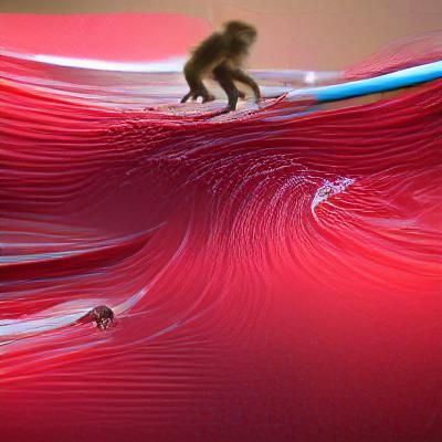 Monkey Surfing a Red Wave in 8K Resolution