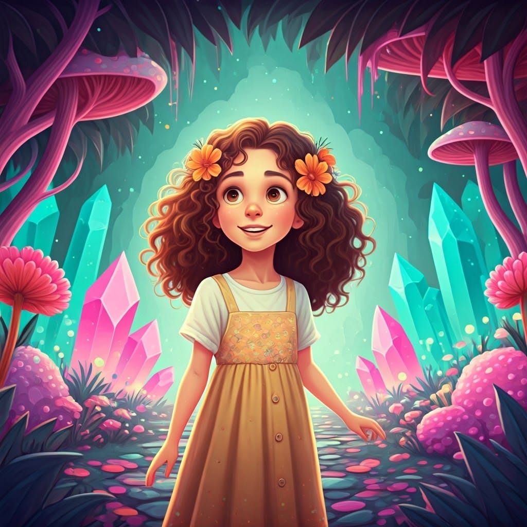 Whimsical Girl Discovers Hidden Crypto Garden Treasure