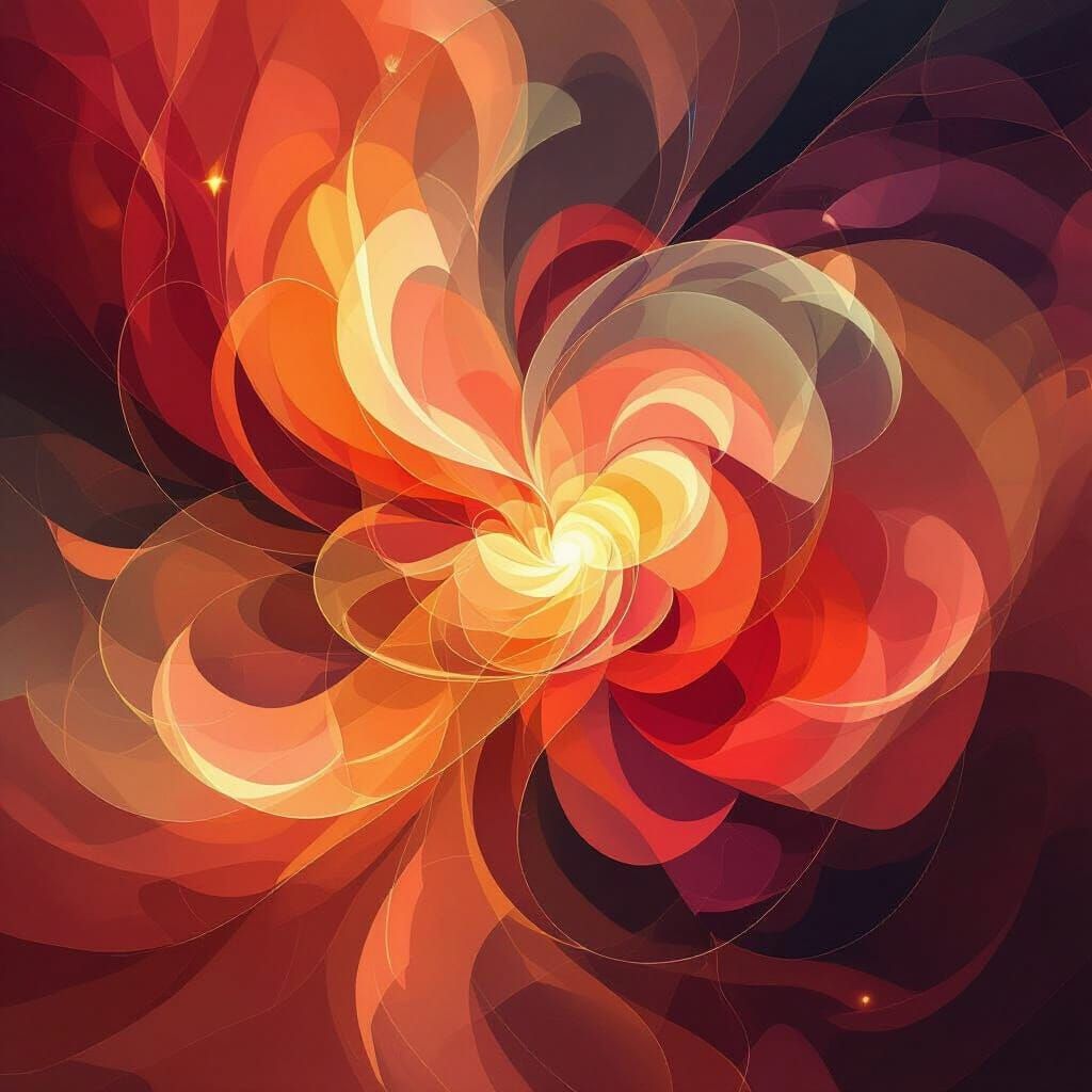 Abstract Digital Painting of Love in Warm Colors