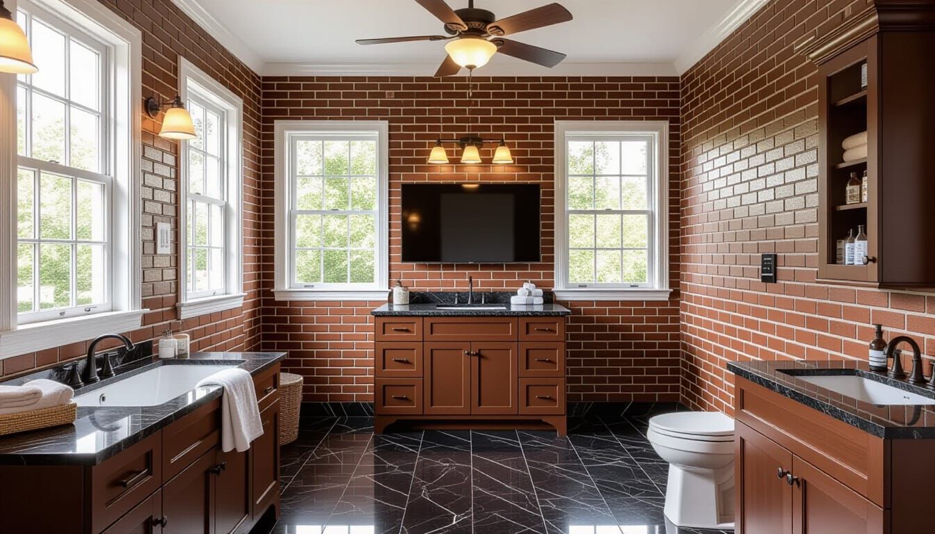 Vibrant Victorian Bathroom with Lush Green Views