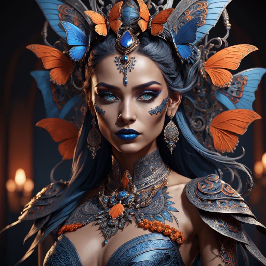 Woman with Butterfly Wings in Fantasy Art Style