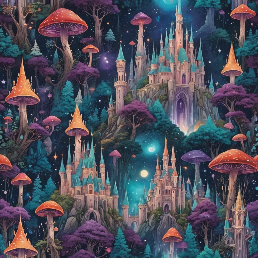 Celestial Castle in Magical Forest