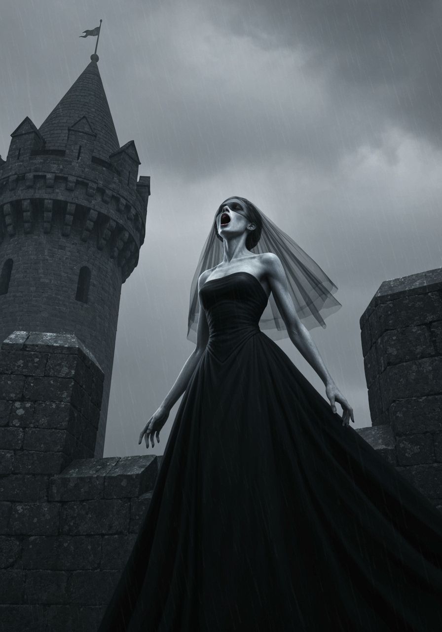 Ethereal Banshee Wails from Castle Ramparts in Dark Fantasy ...