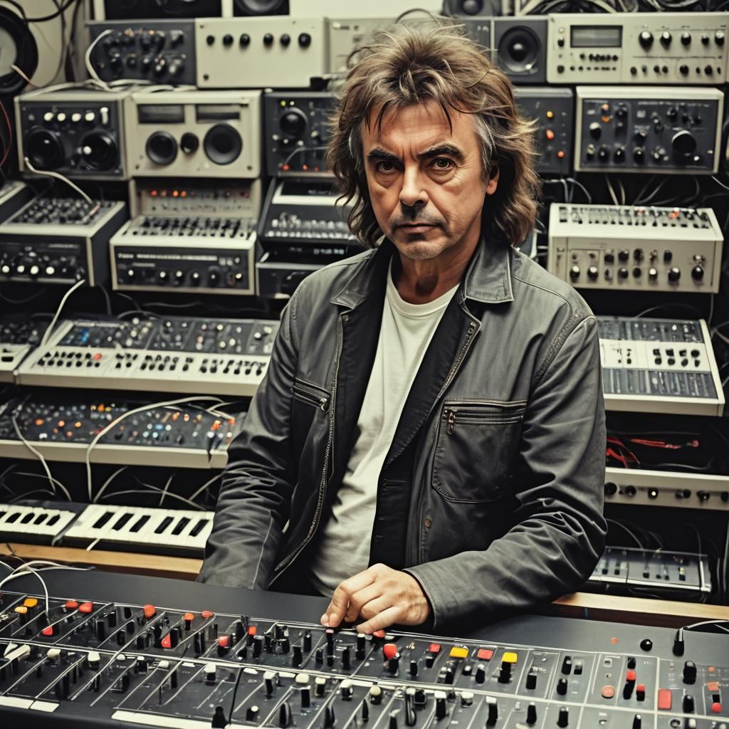 Musician Behind Synthesizer at Eye Level