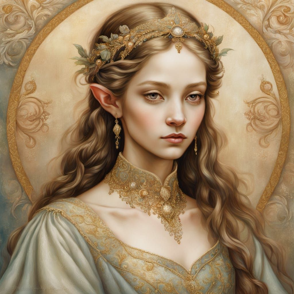 Renaissance Elf Portrait in Leonardo da Vinci Style