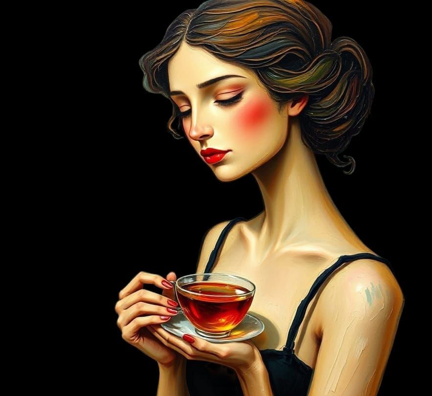 Tempest in Teacup: Expressionist Oil Painting