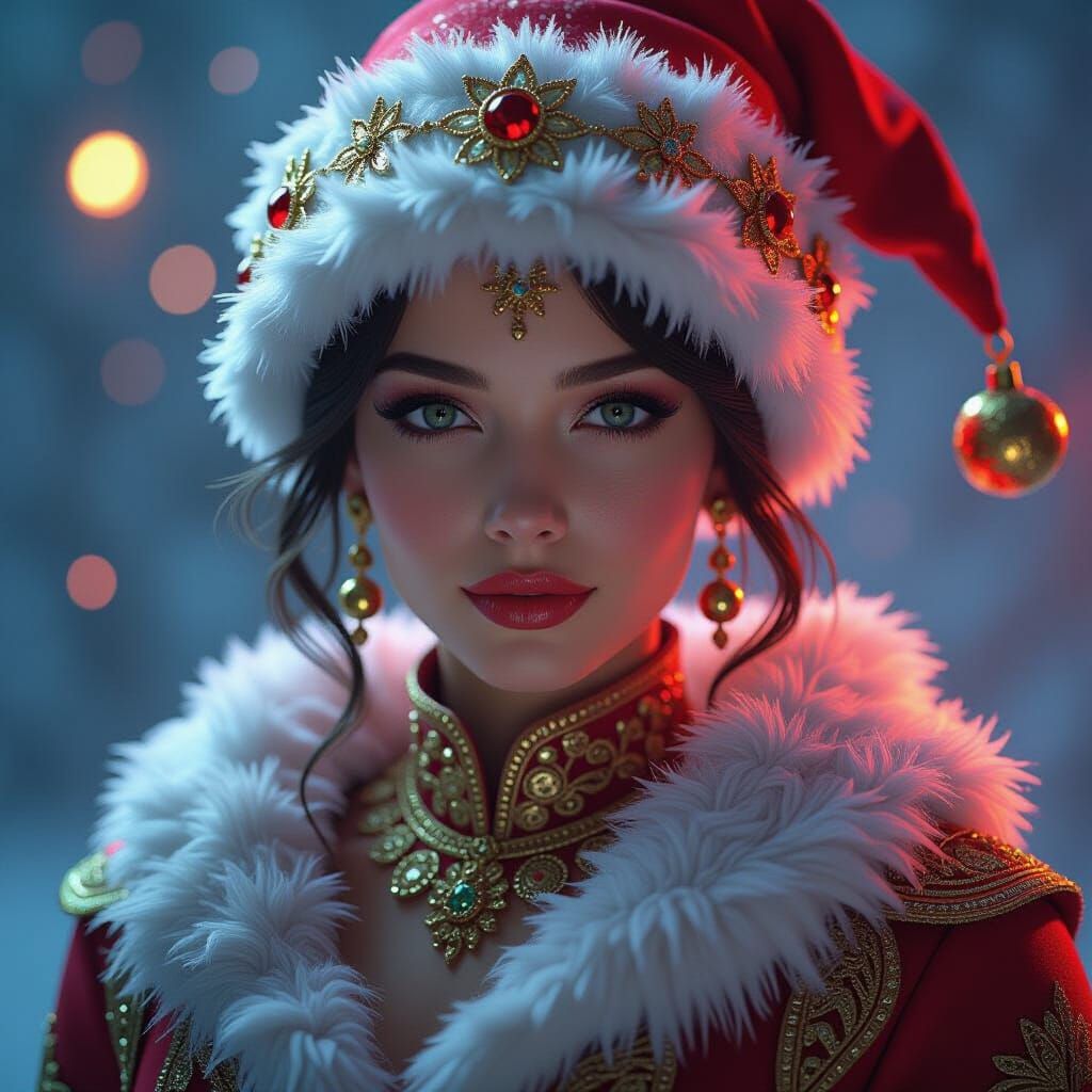 Festive Christmas Character Portrait with Ornate Details