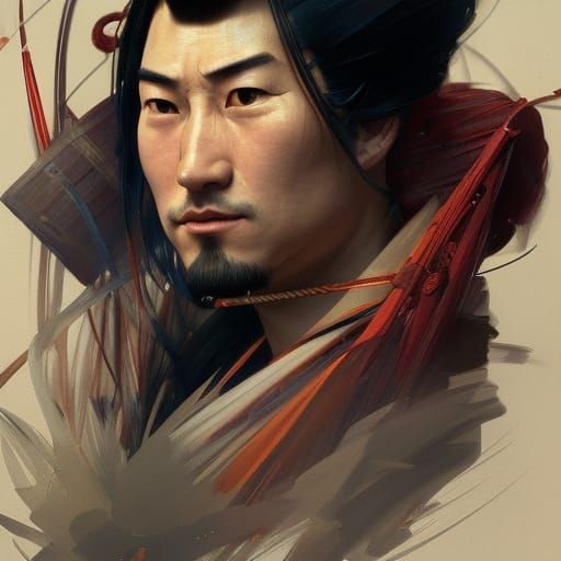 Shogun of Japan Portrait in Hyperdetailed Style