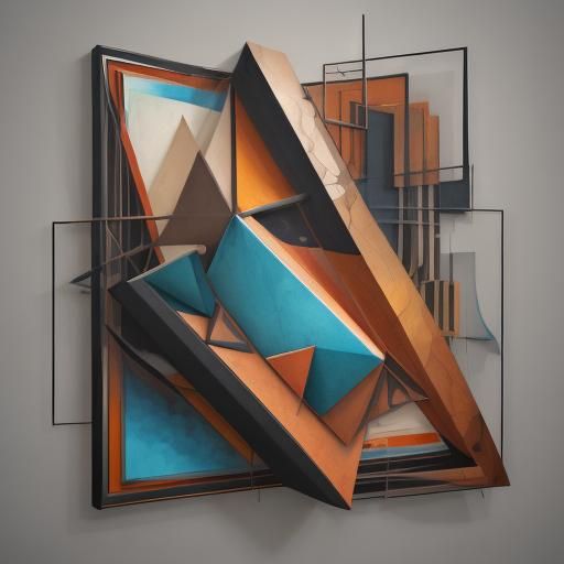 Abstract Watercolor Painting in Cubist Style