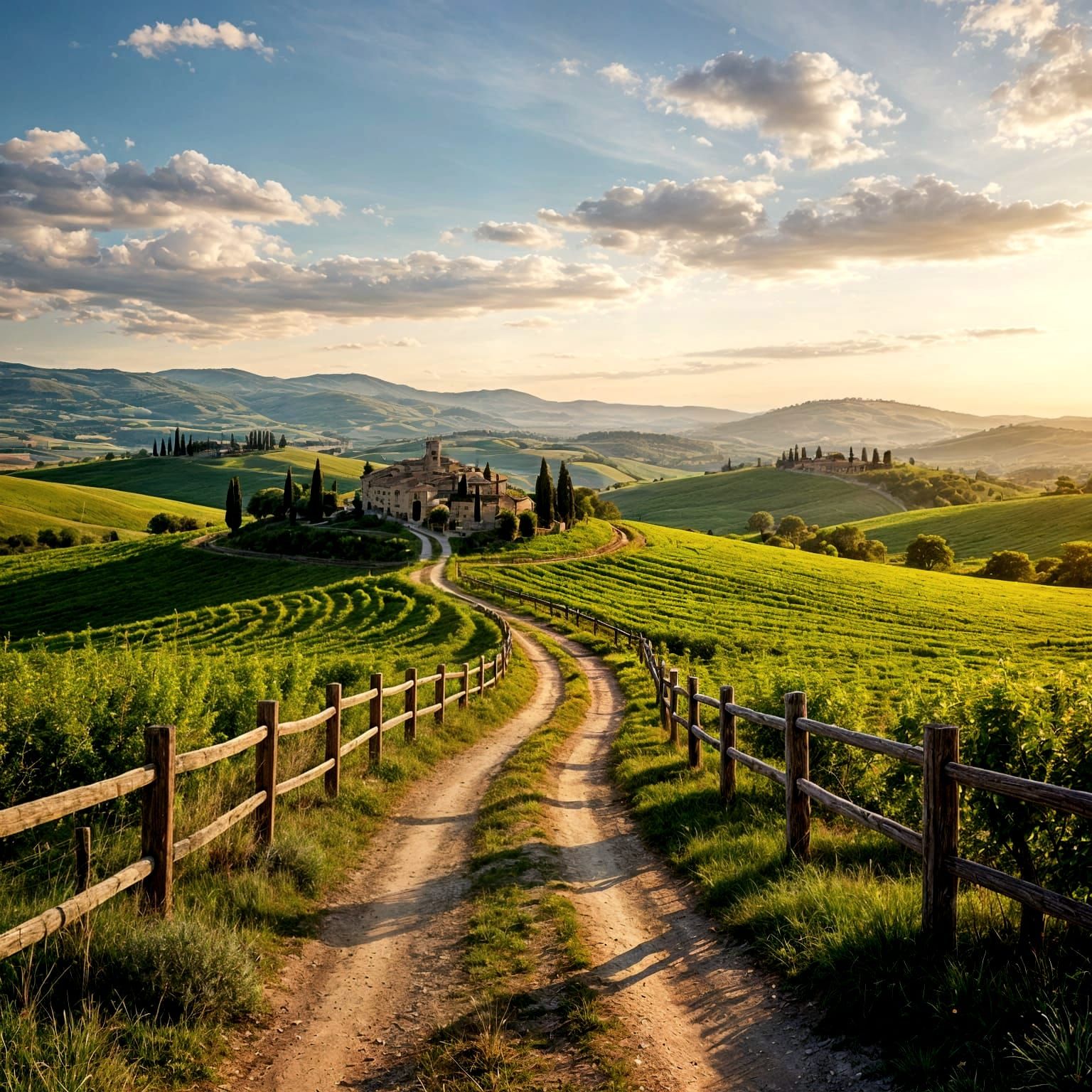 Scenic Path Through Tuscany Landscape