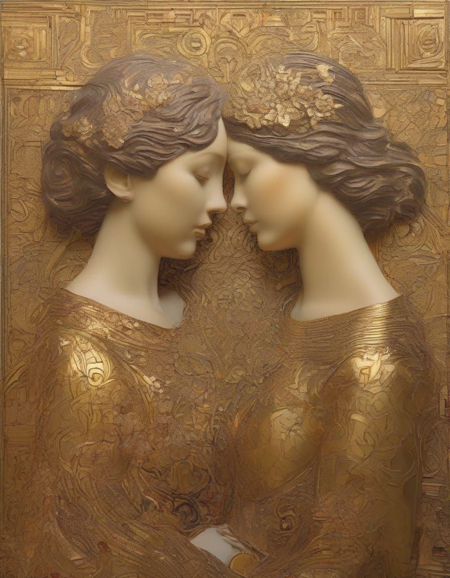 Golden Embrace: A Klimt-Inspired Byzantine Mosaic