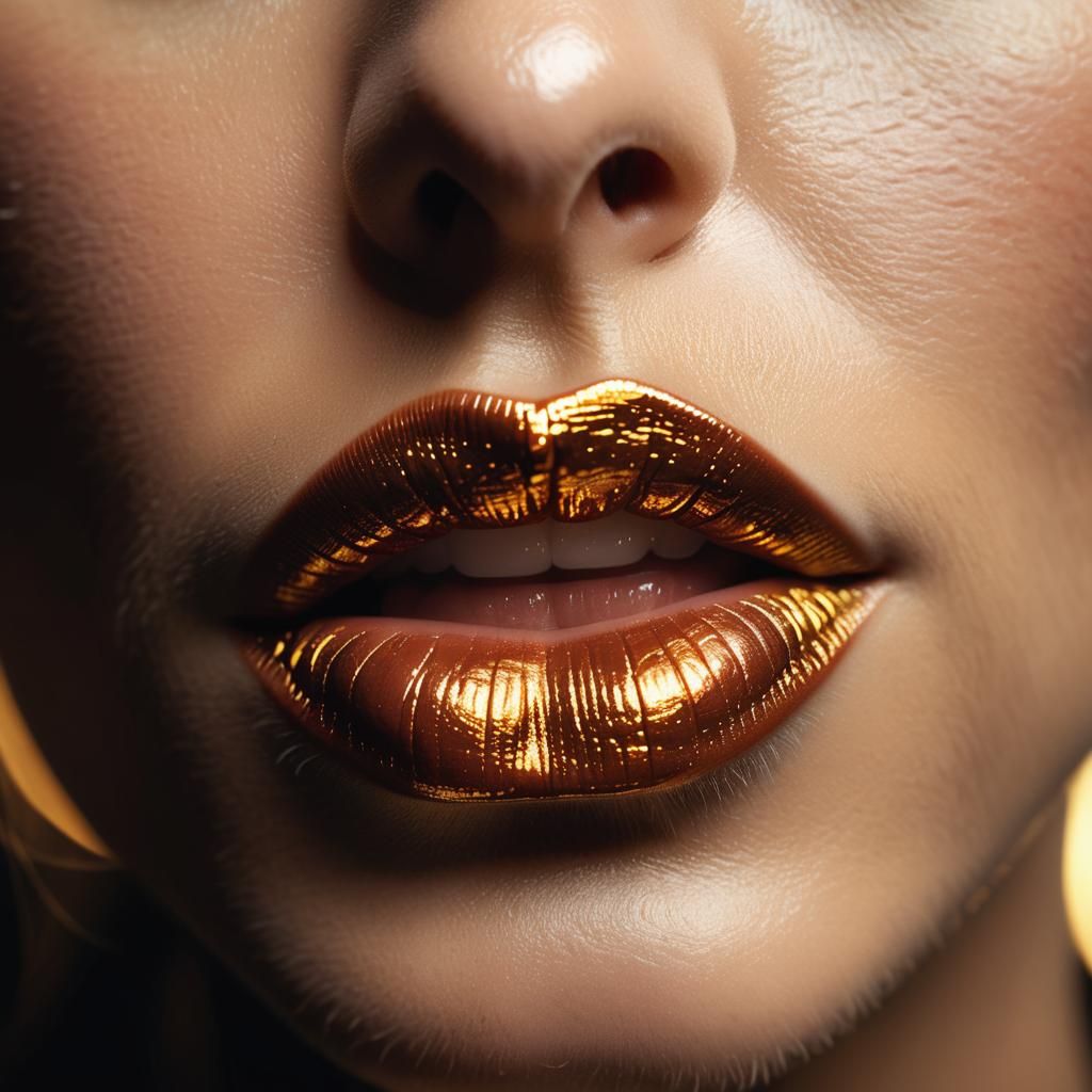 Golden Lips in Soft Focus Photography