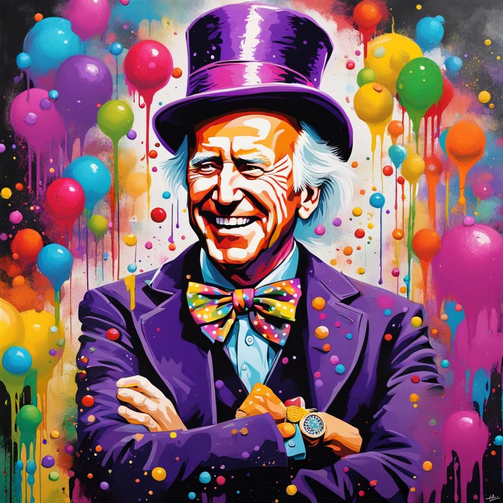 Joe Biden dressed as Willy wonka