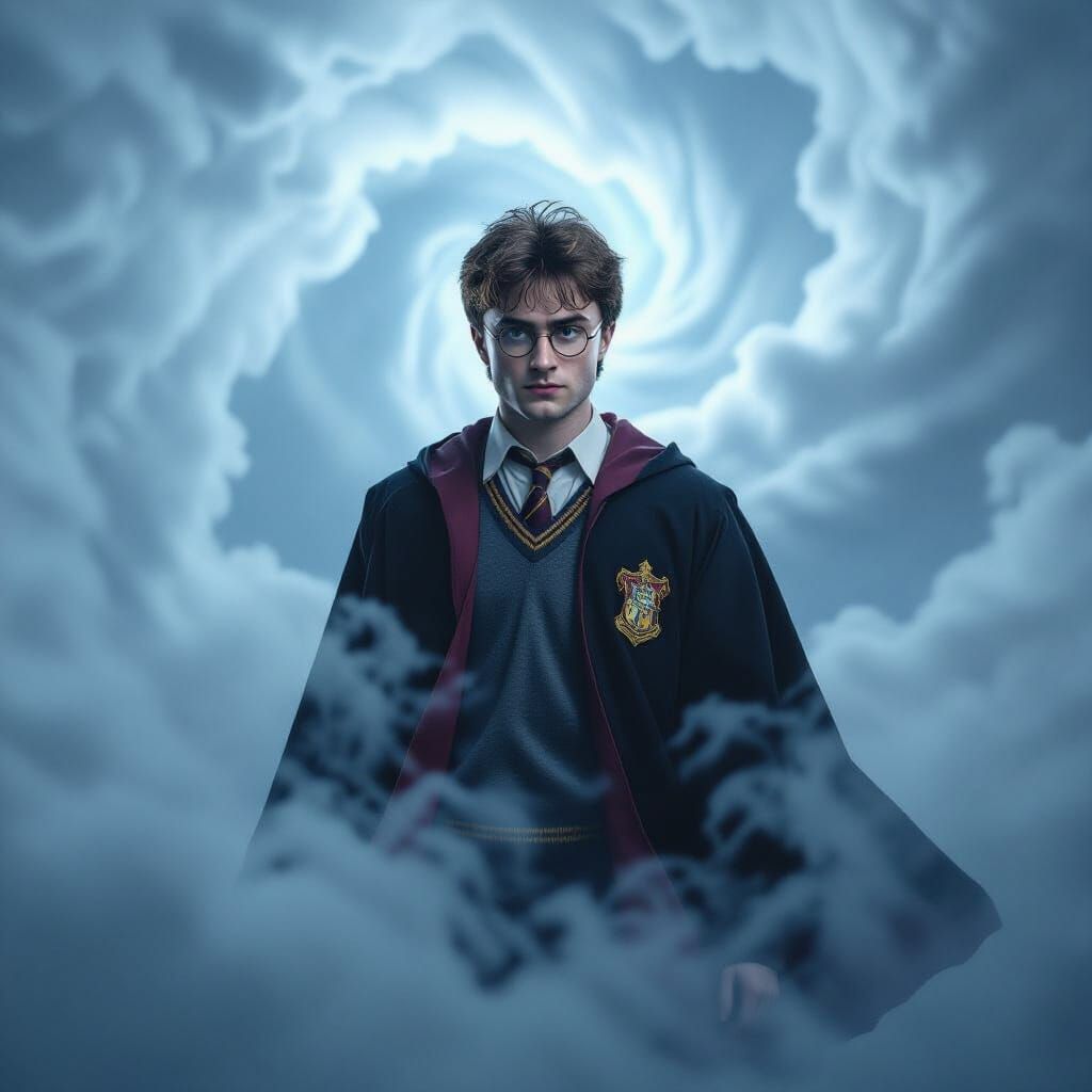 Harry Potter in Cyclone, Cinematic Fantasy Art