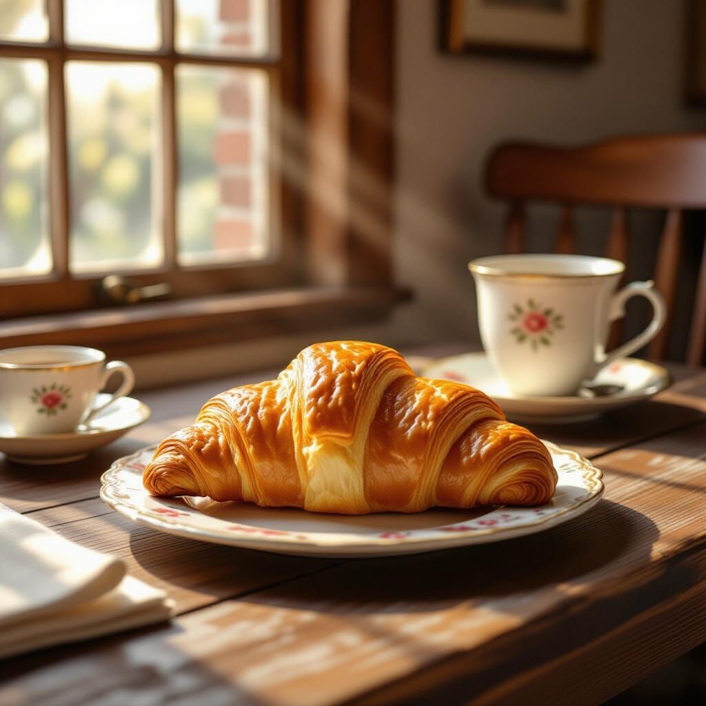 Golden Croissant in Beatrix Potter Style