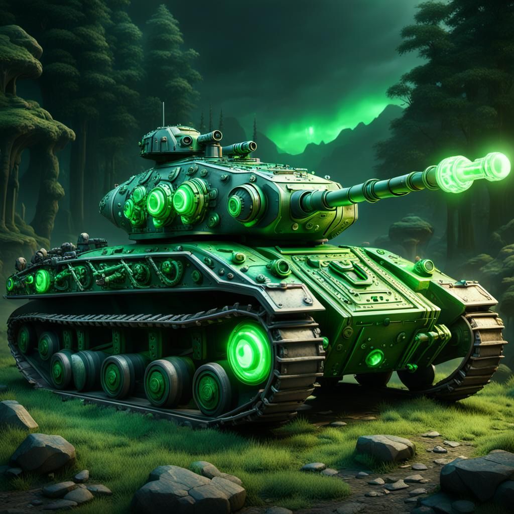 Tank Constructed of Bones with Glowing Cannon