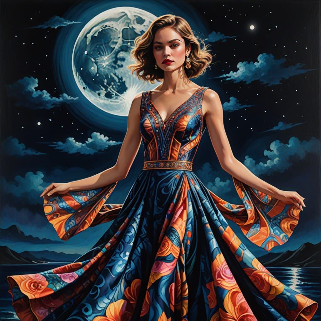 Glamorous Dress in Vibrant Oil Painting Style