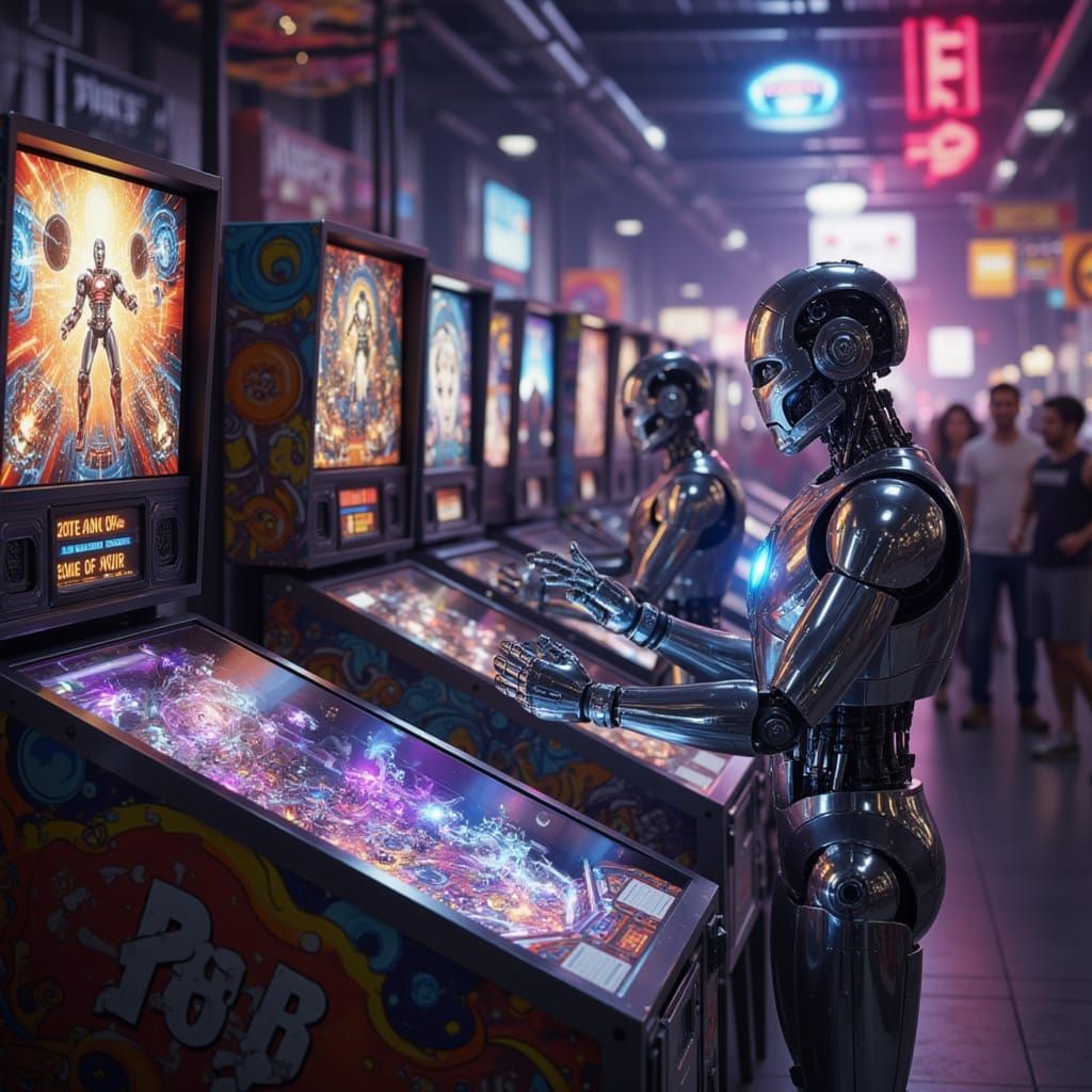 robots playing pinball