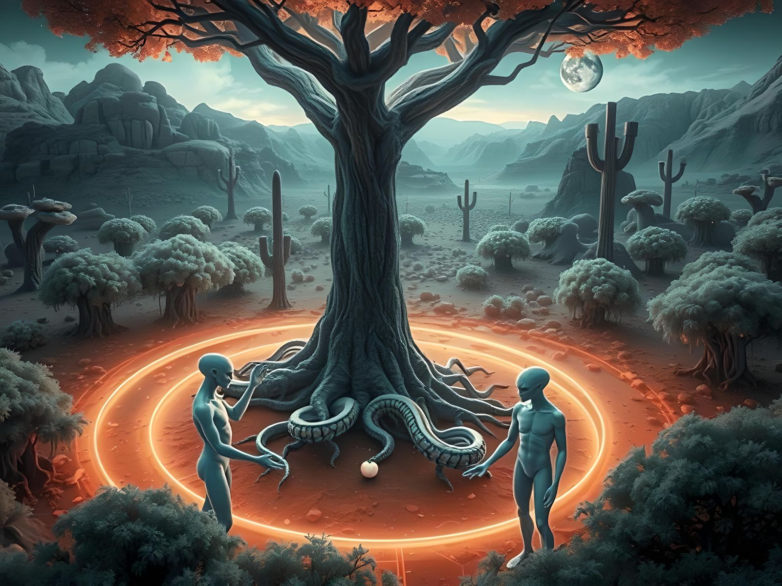 Alien Adam and Eve in Infrared Light