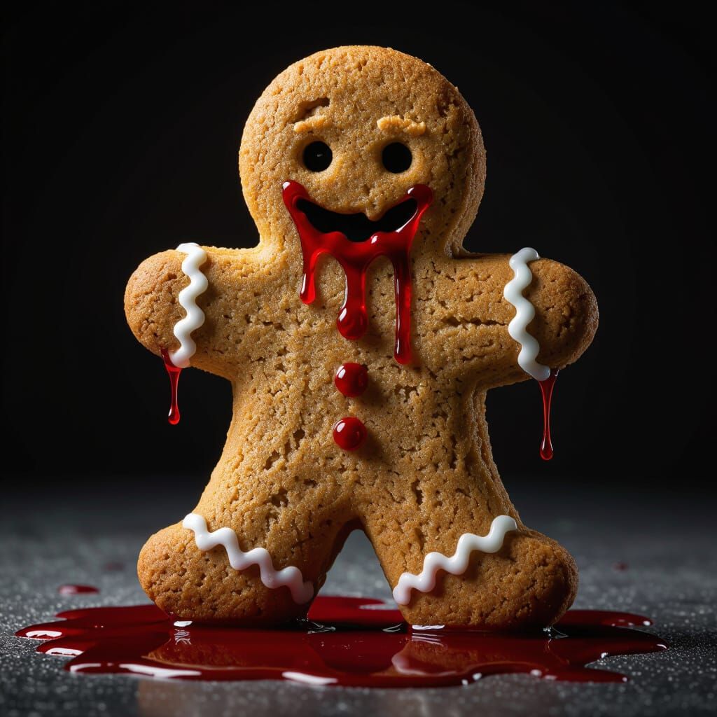 Menacing Gingerbread Cookie Dripping Blood
