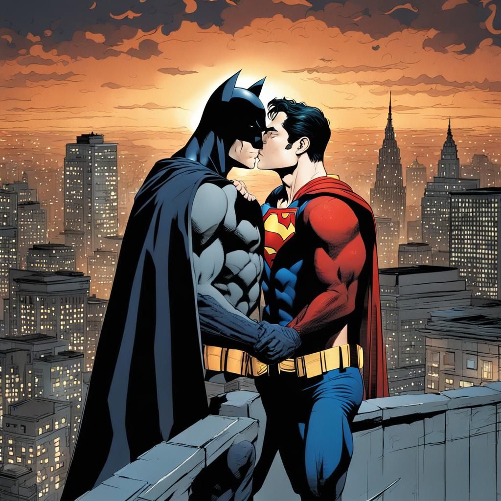Batman and Superman's Passionate Kiss in Gotham