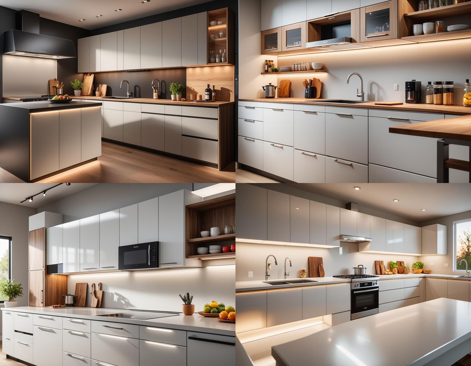 Modern Kitchen Interior with LED Lighting