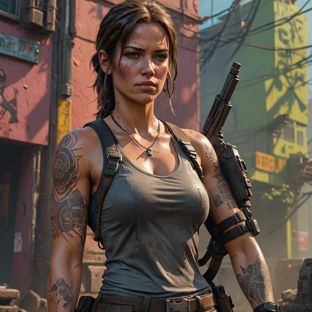Lara Croft Concept Art with Dual Pistols