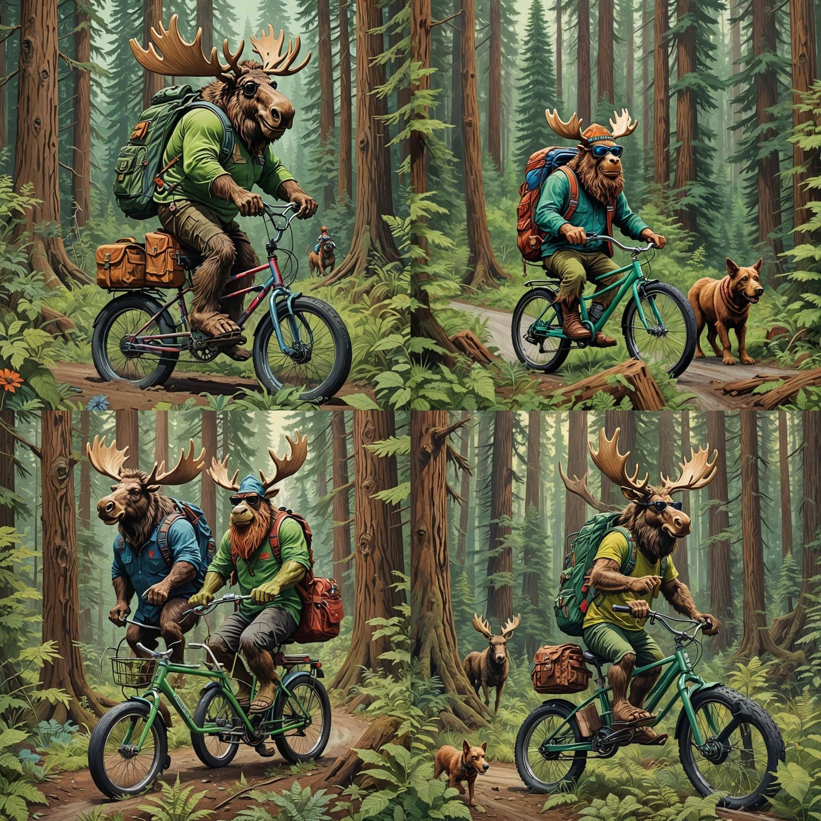 Moose, Sasquatch, and Friends Ride Through Redwood Forest