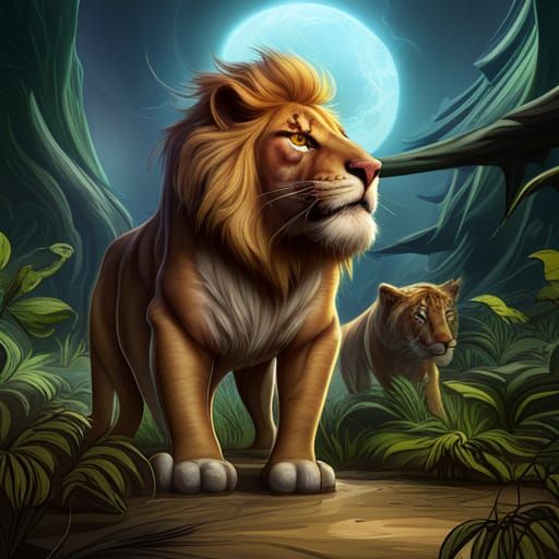 Anthropomorphic Liger Hybrid in Detailed Matte Painting