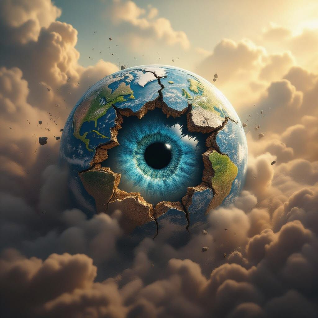 Earth Fractures Revealing Giant Crystalline Eye