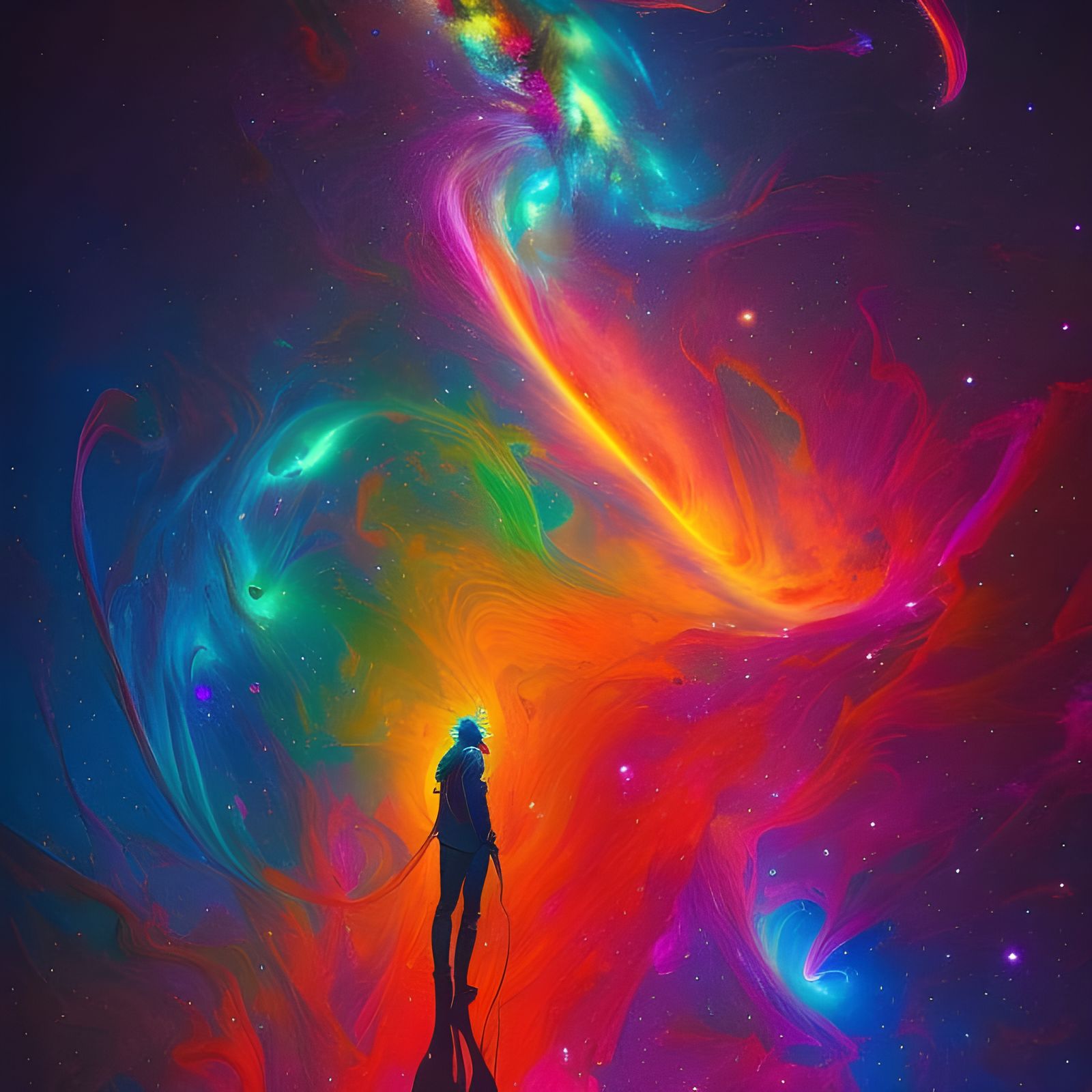 Explosive Galaxy in Rainbow Colors