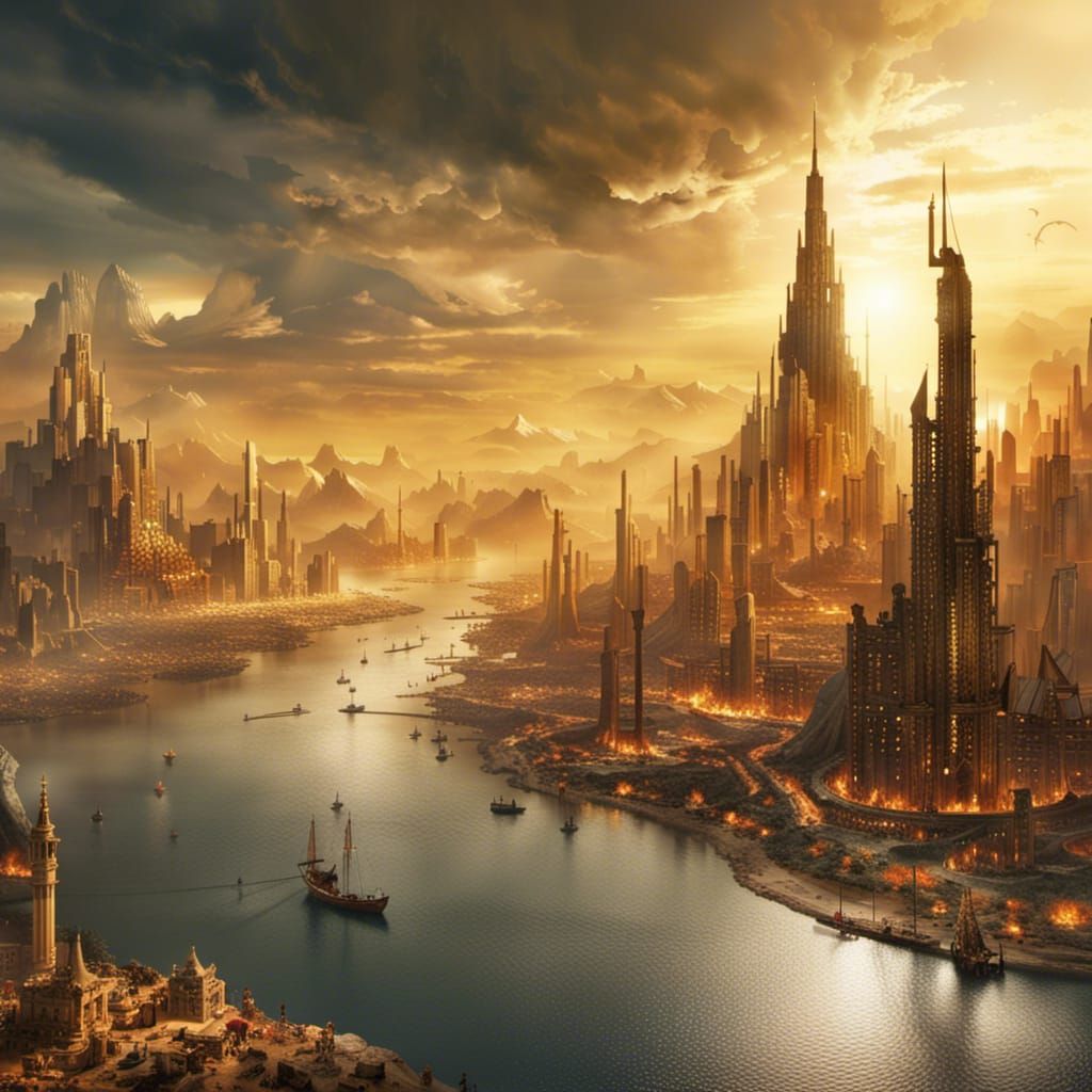 Golden City Entrance Between Fire and Water