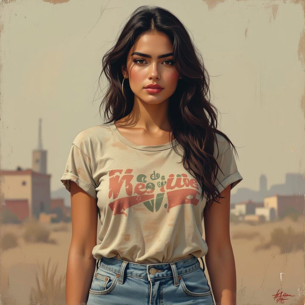 Melancholic Portrait of Young Woman in Urban Setting